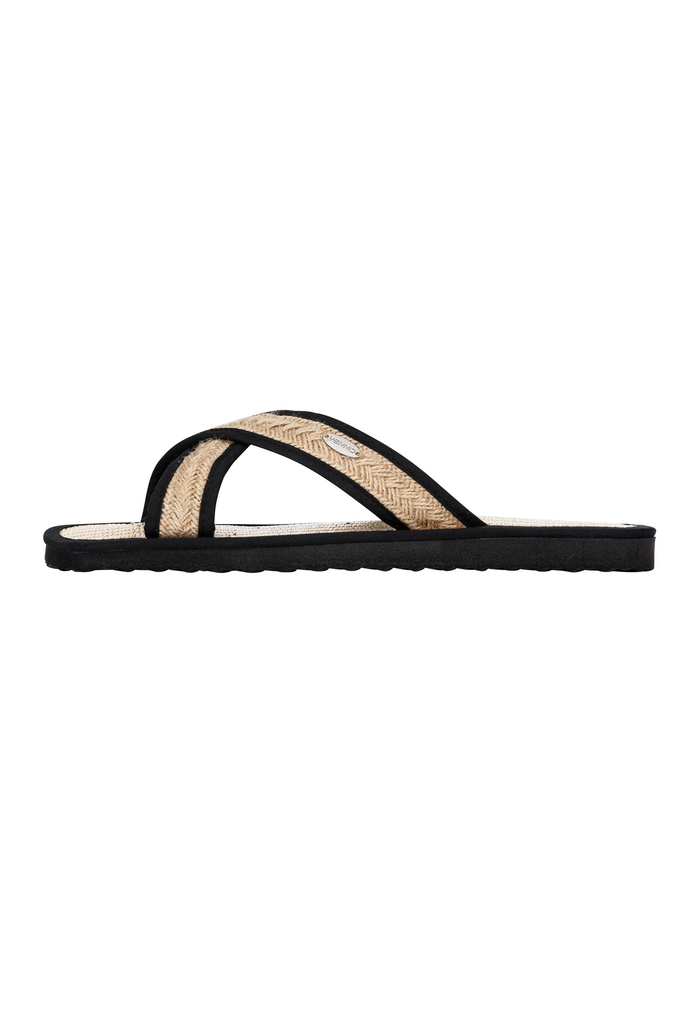 Sandale mit Riemen aus Jute von der Seite
